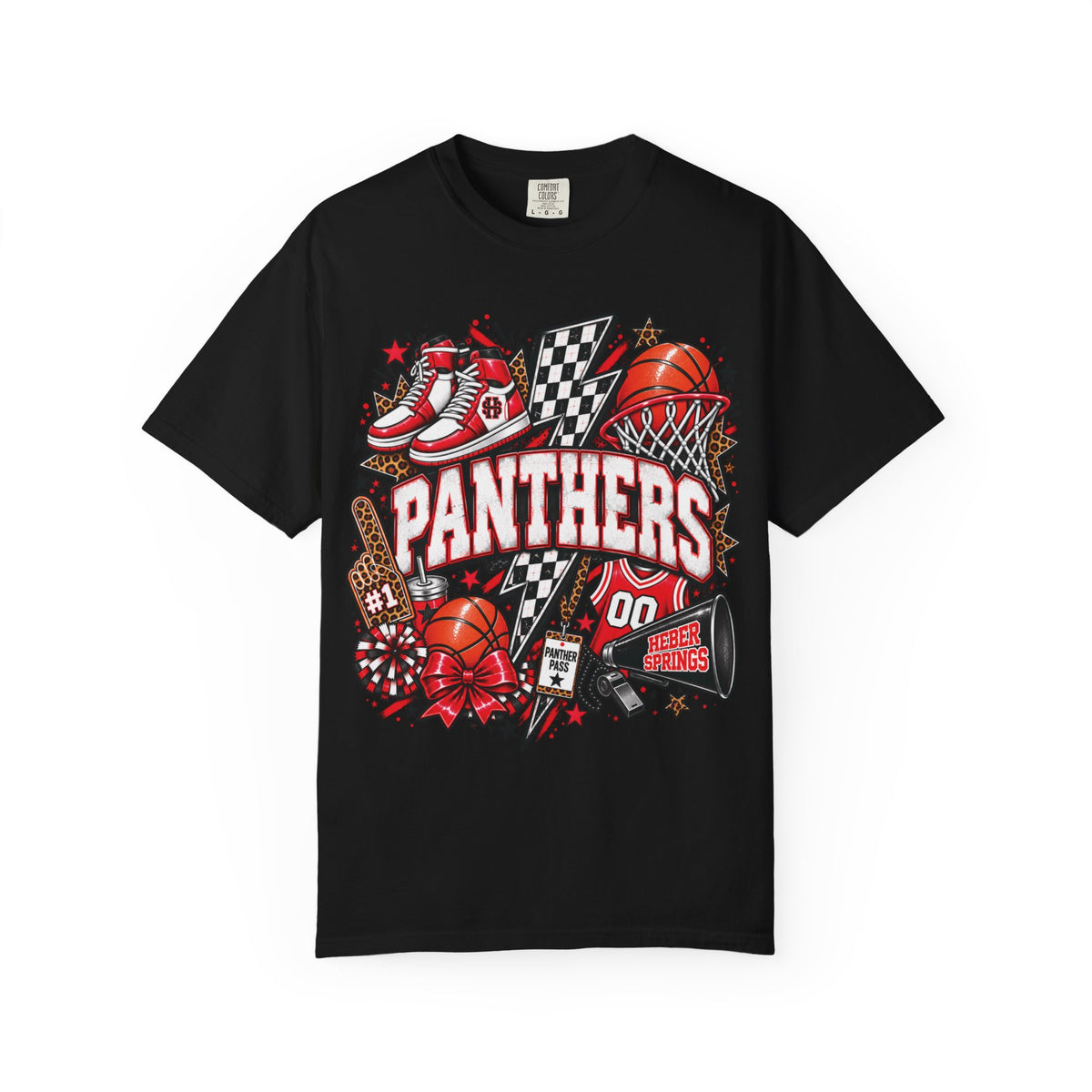 Heber Springs Panthers Basketball Spirit Graphic Tee | Comfort Colors 1717 Game Day T-Shirt