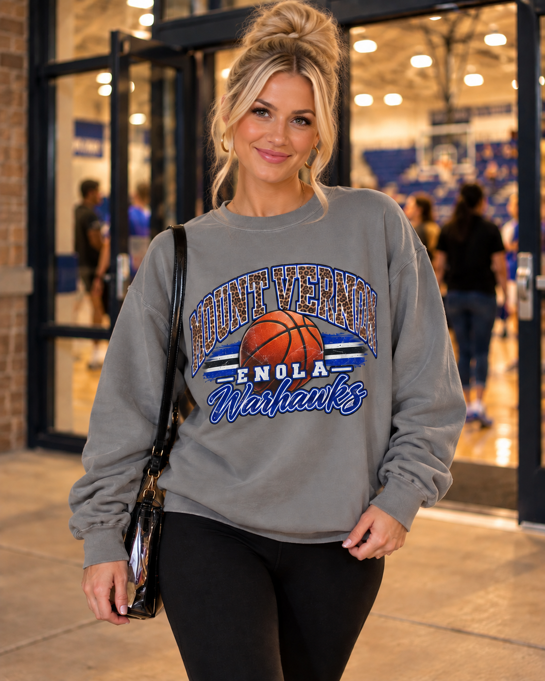 Mount Vernon Enola Warhawks Basketball Comfort Colors Crewneck Sweatshirt
