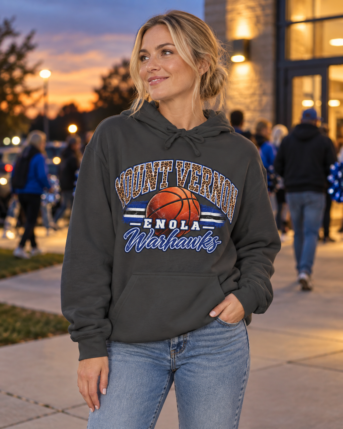 MVE Warhawks Basketball Comfort Colors Hoodie | Leopard Print Game Day Sweatshirt