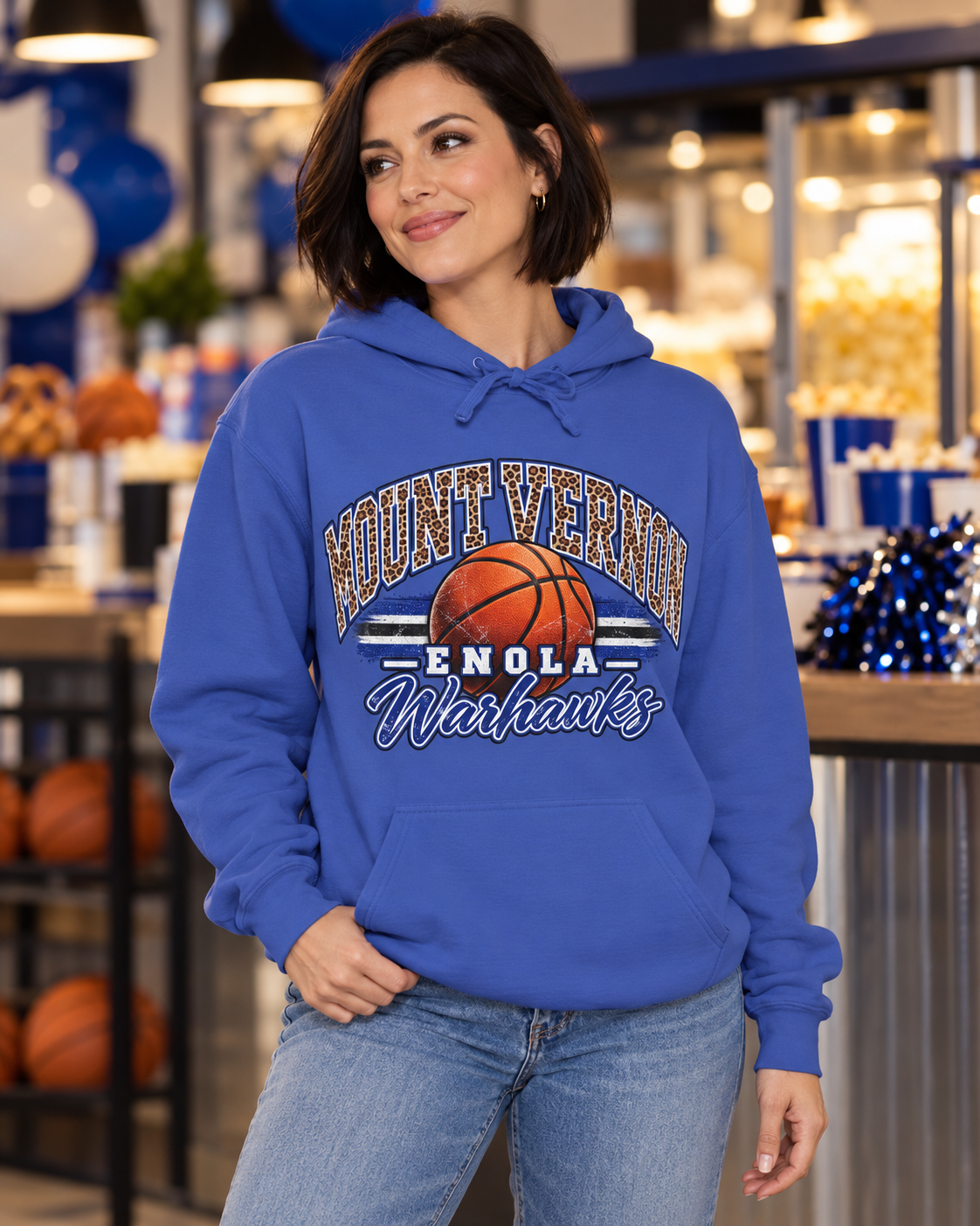 MVE Warhawks Basketball Comfort Colors Hoodie | Leopard Print Game Day Sweatshirt