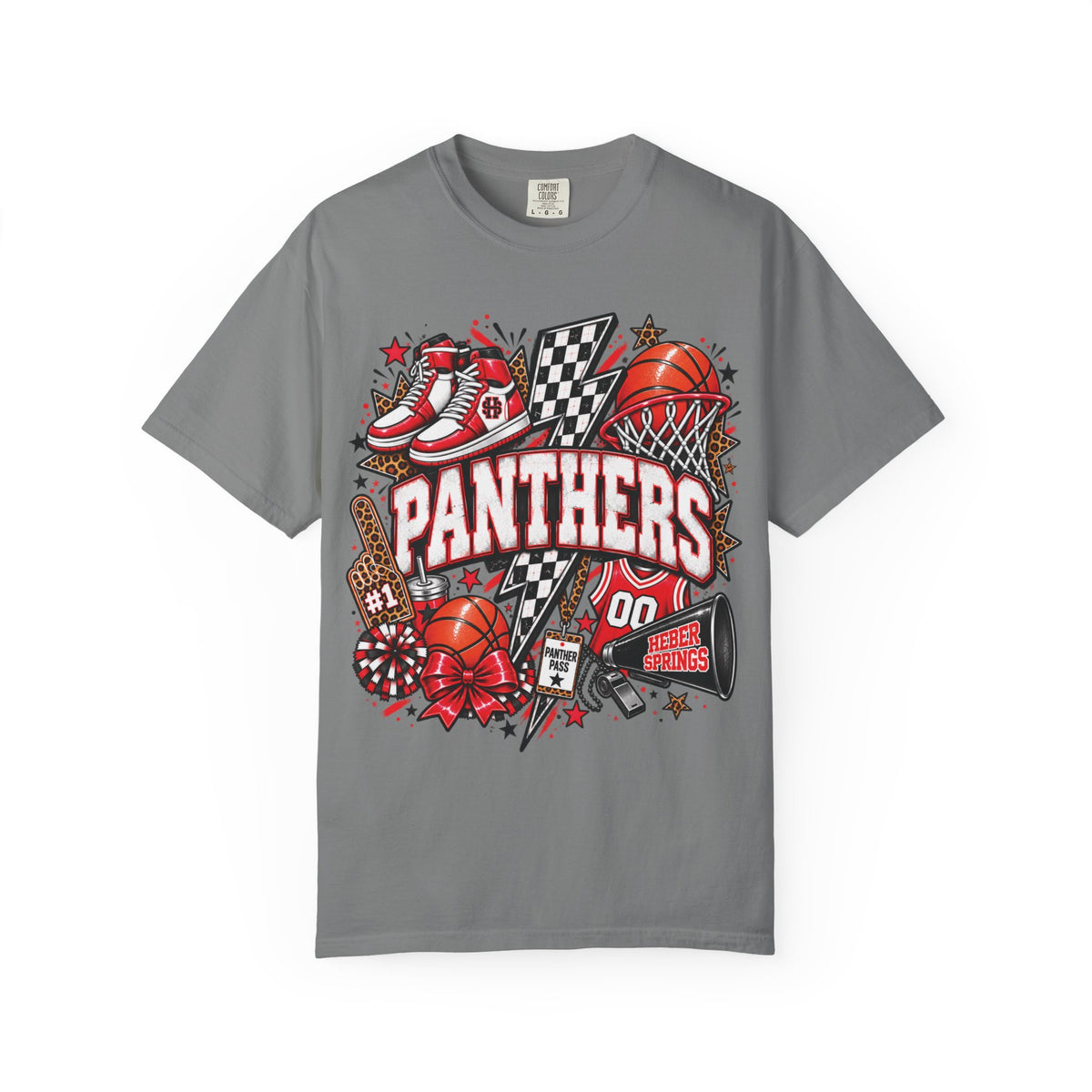 Heber Springs Panthers Basketball Spirit Graphic Tee | Comfort Colors 1717 Game Day T-Shirt