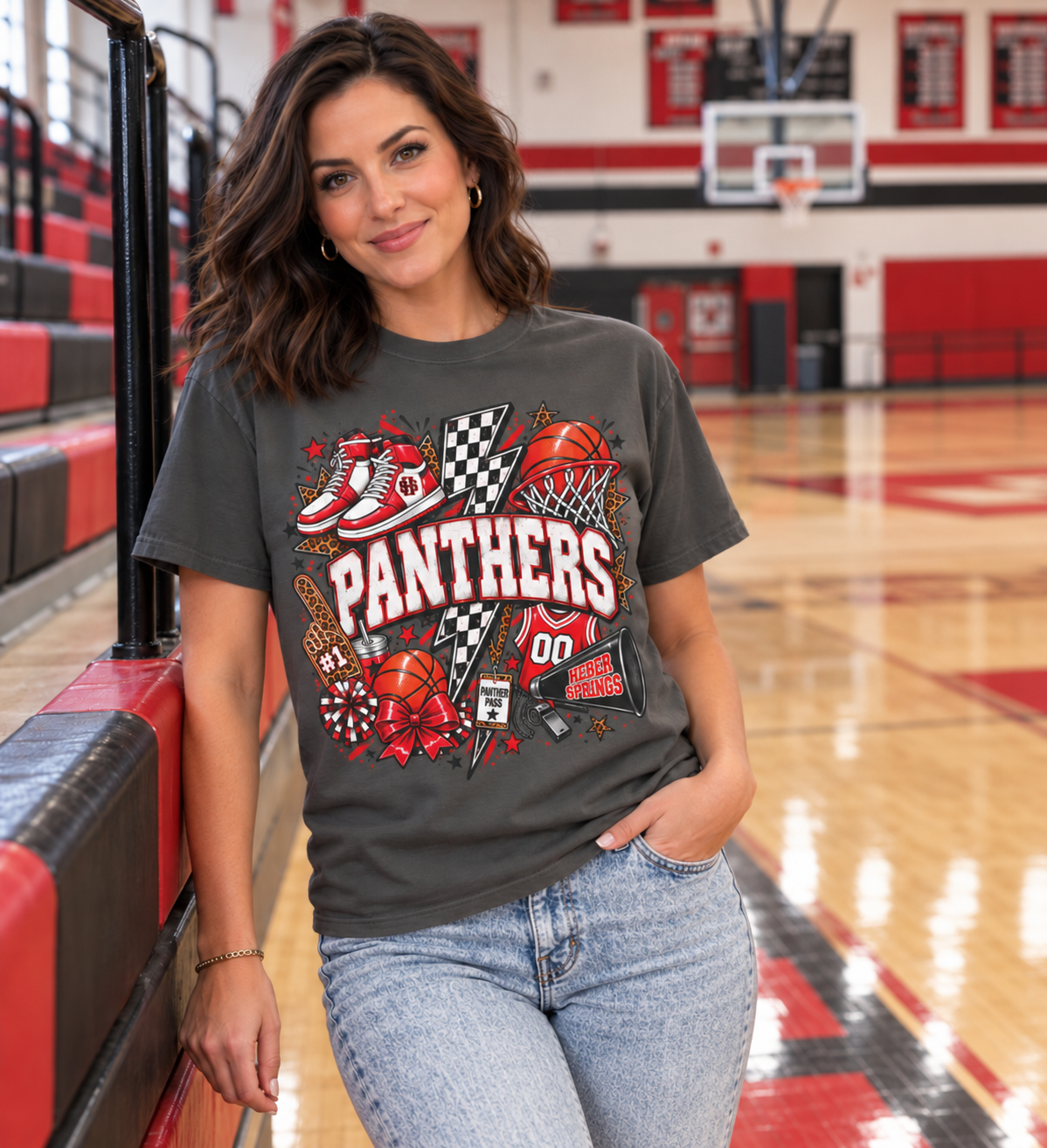 Heber Springs Panthers Basketball Spirit Graphic Tee | Comfort Colors 1717 Game Day T-Shirt