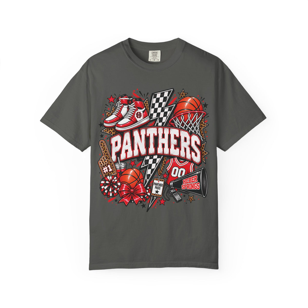 Heber Springs Panthers Basketball Spirit Graphic Tee | Comfort Colors 1717 Game Day T-Shirt