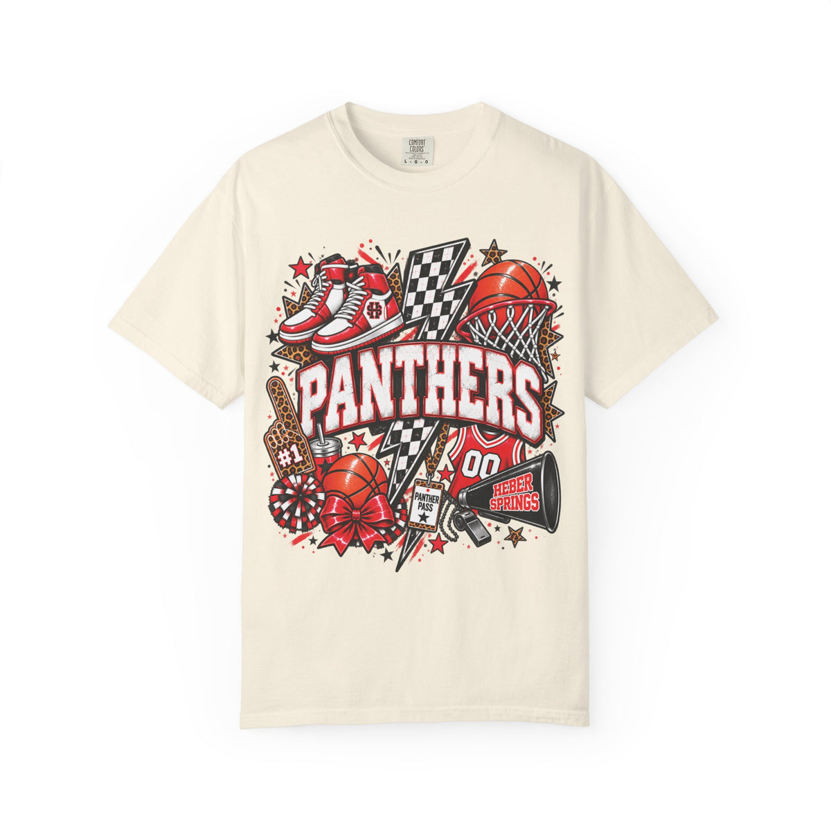Heber Springs Panthers Basketball Spirit Graphic Tee | Comfort Colors 1717 Game Day T-Shirt
