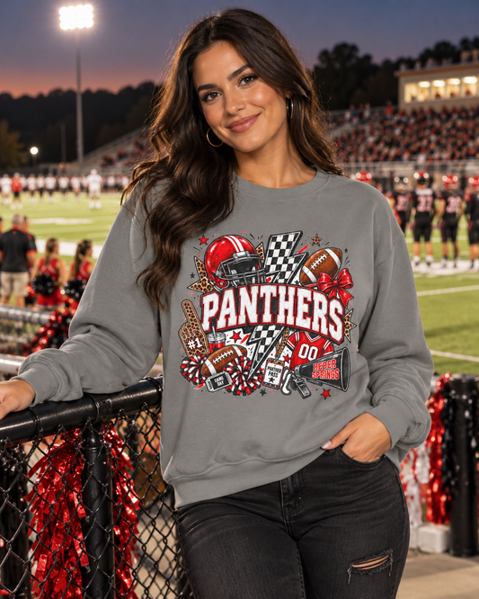Heber Springs Panthers Football Spirit Graphic Crewneck | Comfort Colors 1566 Game Day Sweatshirt
