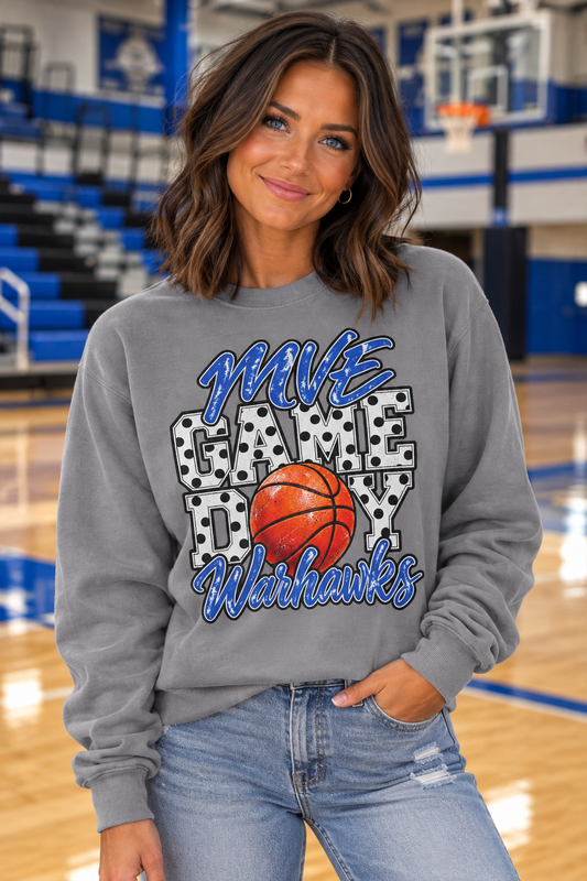 Mount Vernon-Enola Warhawks Basketball Game Day| Comfort Colors Crewneck Sweatshirt