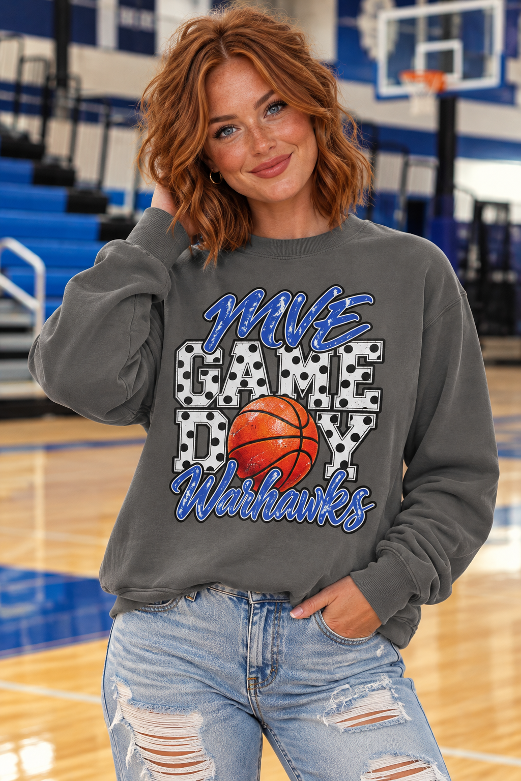 Mount Vernon-Enola Warhawks Basketball Game Day| Comfort Colors Crewneck Sweatshirt