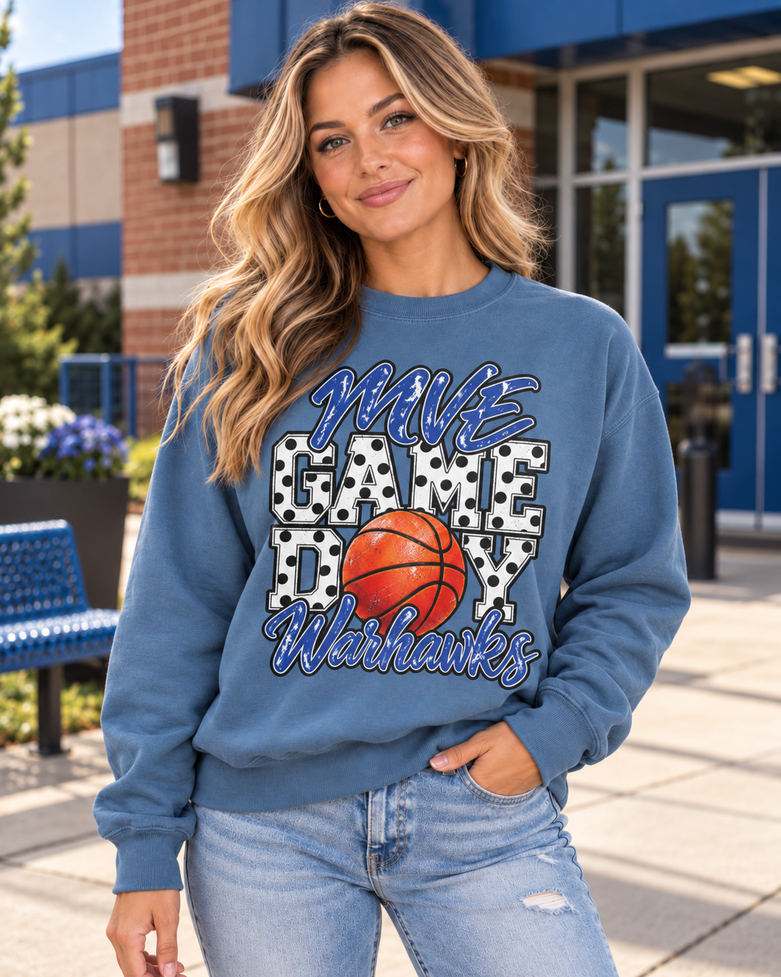 Mount Vernon-Enola Warhawks Basketball Game Day| Comfort Colors Crewneck Sweatshirt