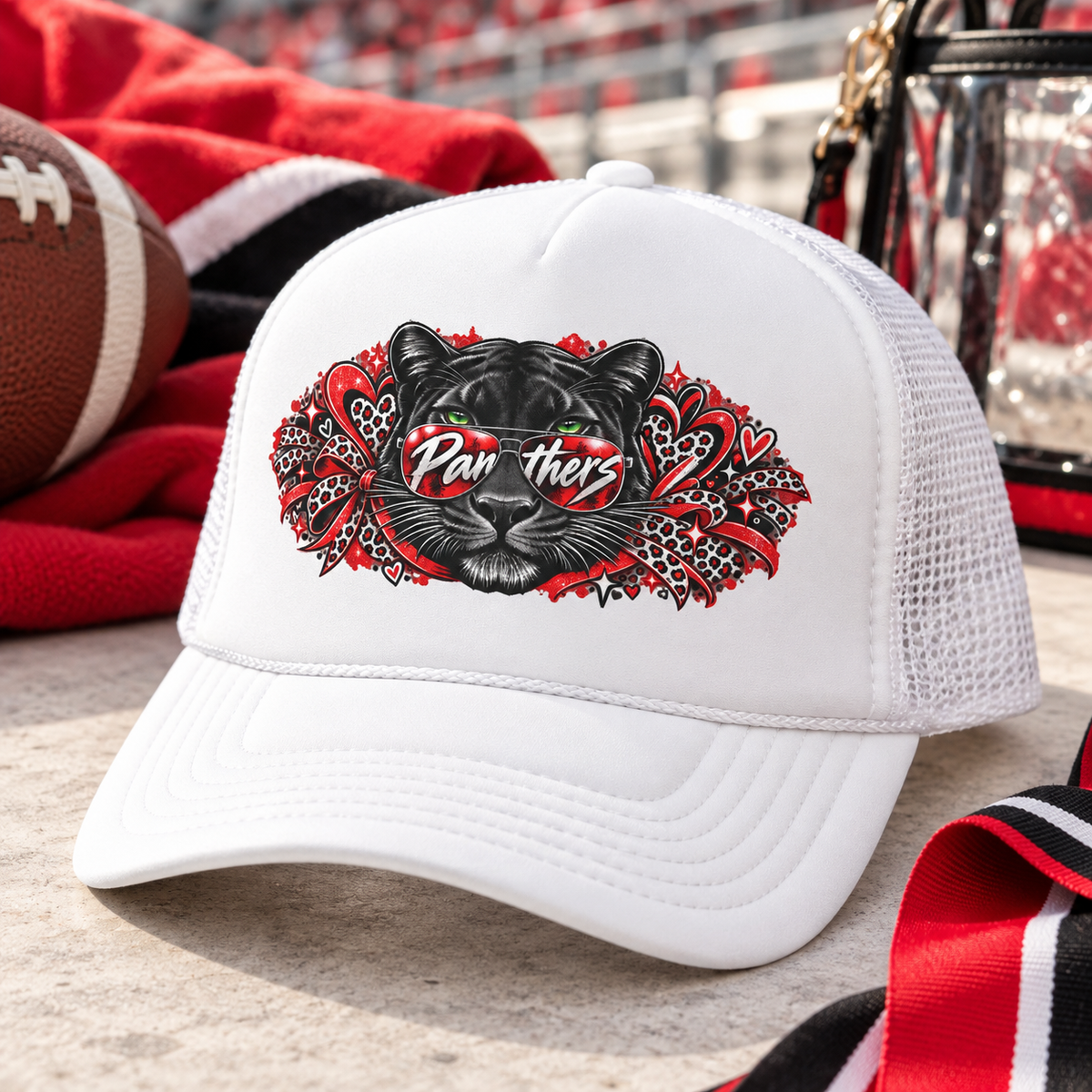 Heber Springs Panthers Fierce & Fabulous Leopard Print Trucker Hat