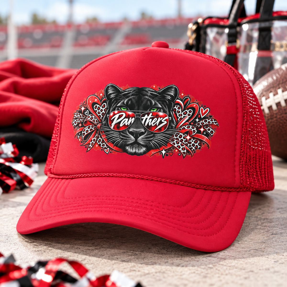 Heber Springs Panthers Fierce & Fabulous Leopard Print Trucker Hat