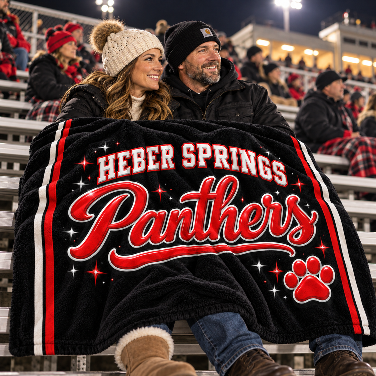 Heber Springs Panthers Game Day Sherpa Blanket - Oversized 60 x 80