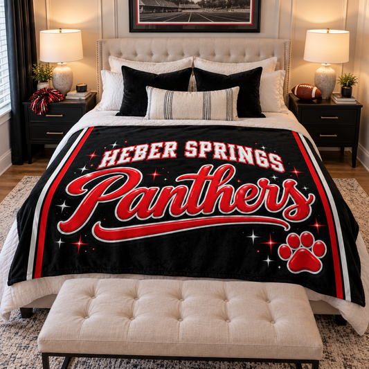 Heber Springs Panthers Game Day Sherpa Blanket - Oversized 60 x 80