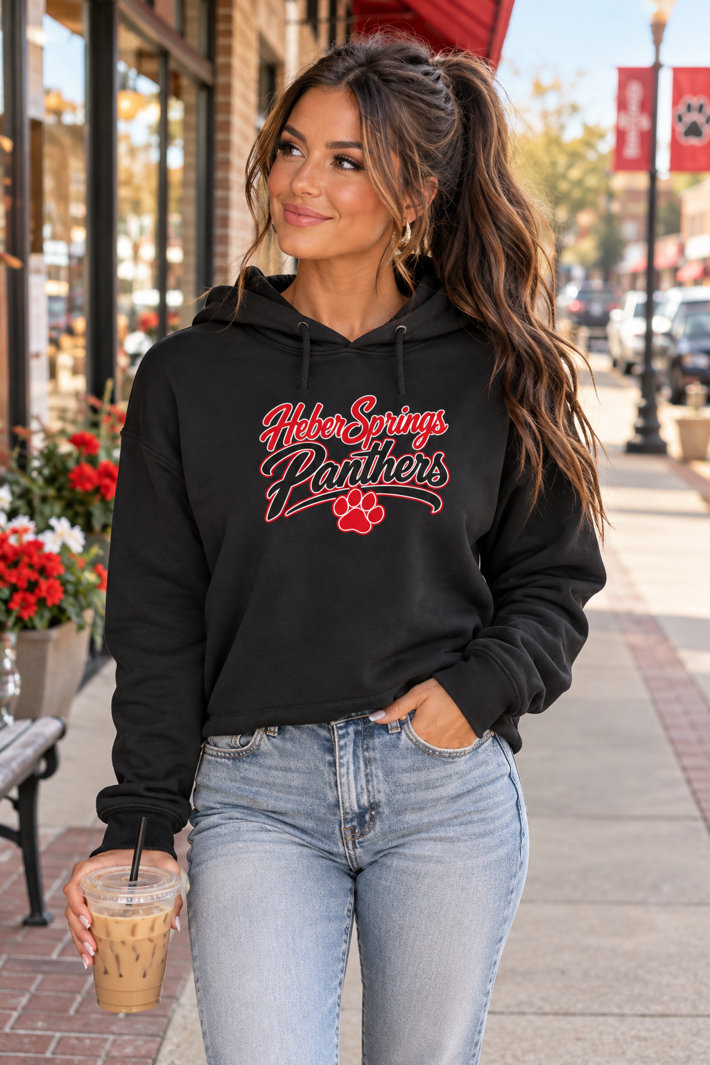 Heber Springs Panthers Bella+Canvas Cropped Hoodie | Women's Game Day Sweatshirt