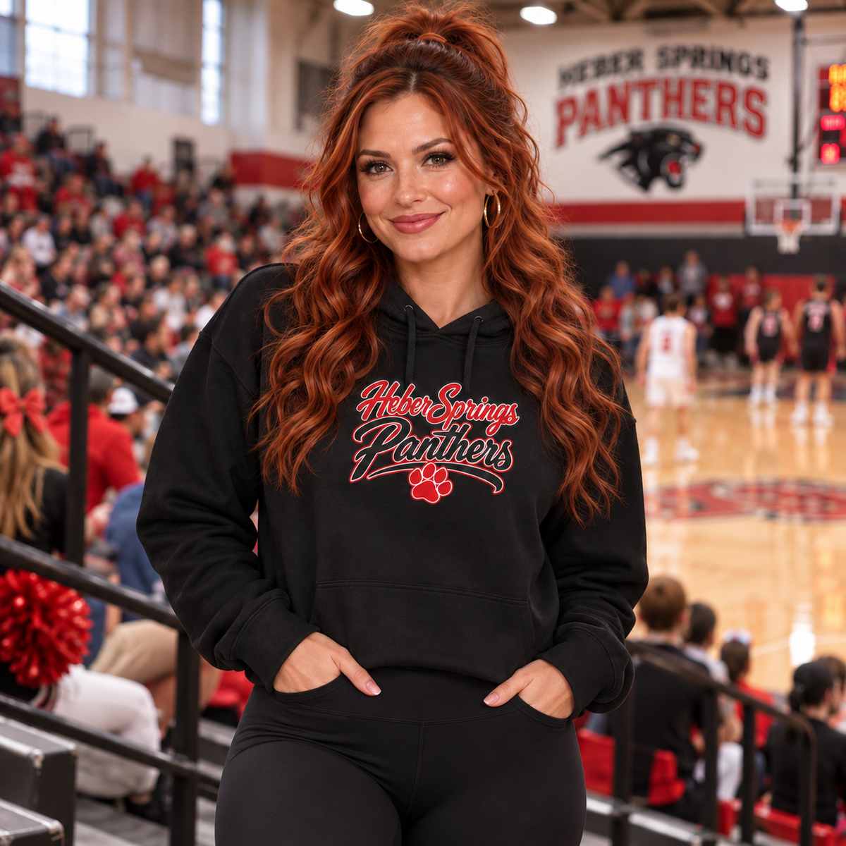 Heber Springs Panthers Bella+Canvas Cropped Hoodie | Women's Game Day Sweatshirt
